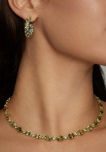 Graduated Light Green Tourmaline Oval and Round, 18K Yellow Gold Necklace