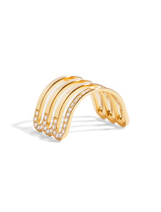 Étreintes Four Row, 18K Yellow Gold +  Full Diamond Pavé Polished Half Ring