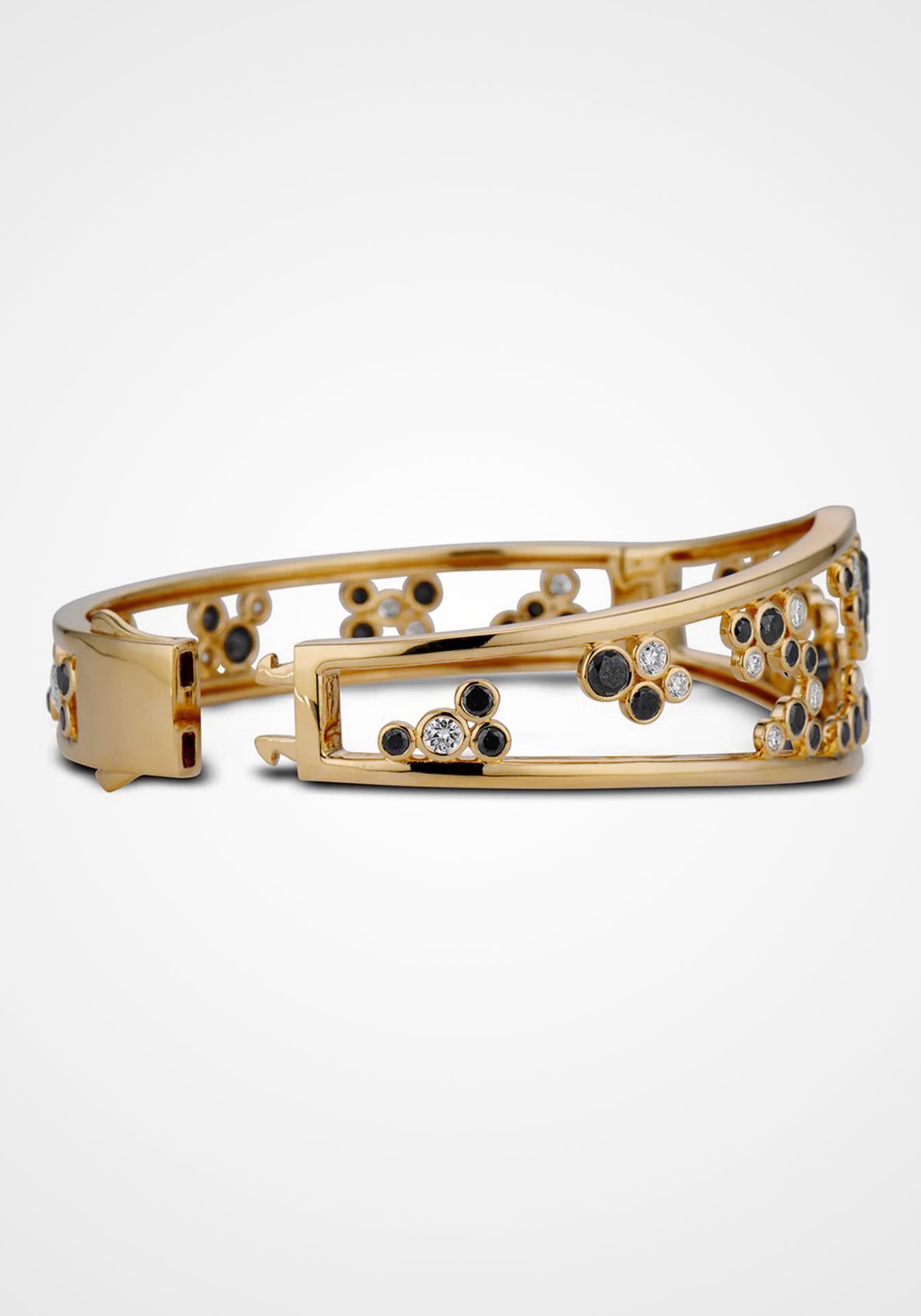 Aerial Bubble, 18K Yellow Gold + Black Diamond Bangle