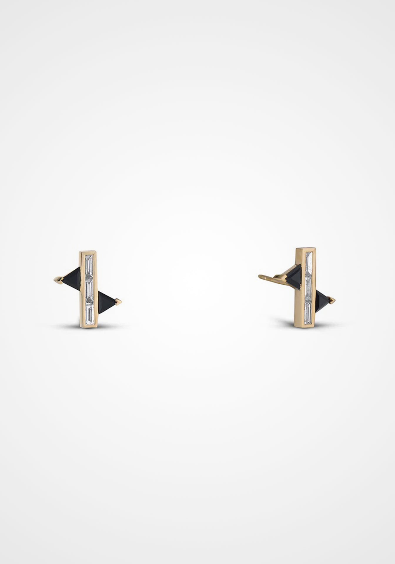 Petite Fenestra Suspension, 18K Yellow Gold, Diamond+ Black Onyx Earrings