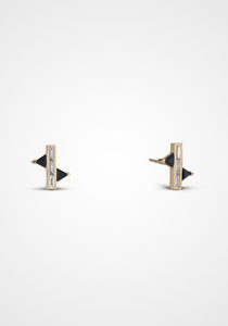 Petite Fenestra Suspension, 18K Yellow Gold, Diamond+ Black Onyx Earrings