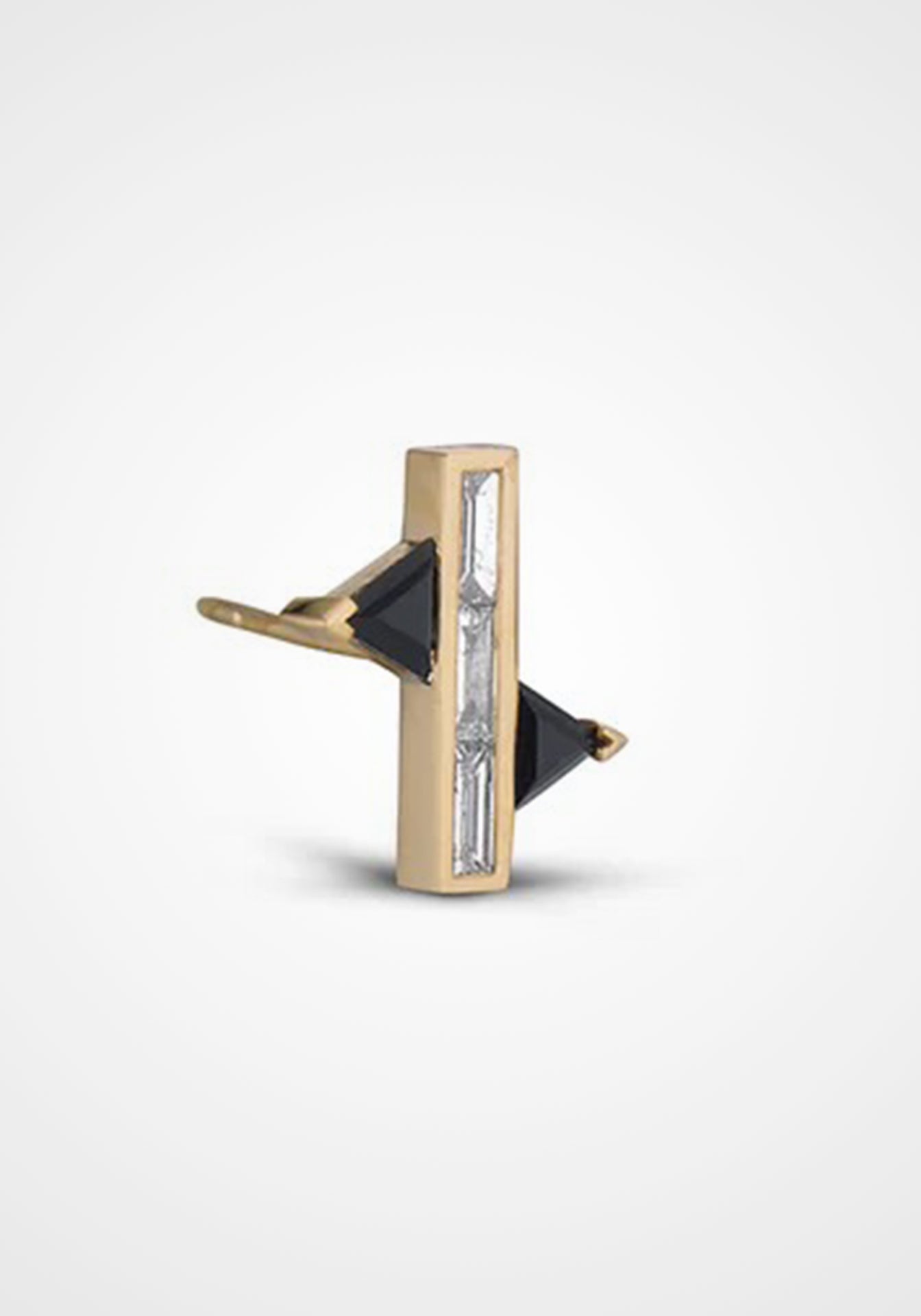 Petite Fenestra Suspension, 18K Yellow Gold, Diamond+ Black Onyx Earrings