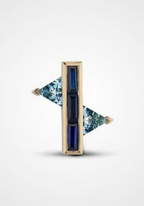 Petite Fenestra Suspension, 18K Yellow Gold, Blue Sapphire + Aquamarine Earrings