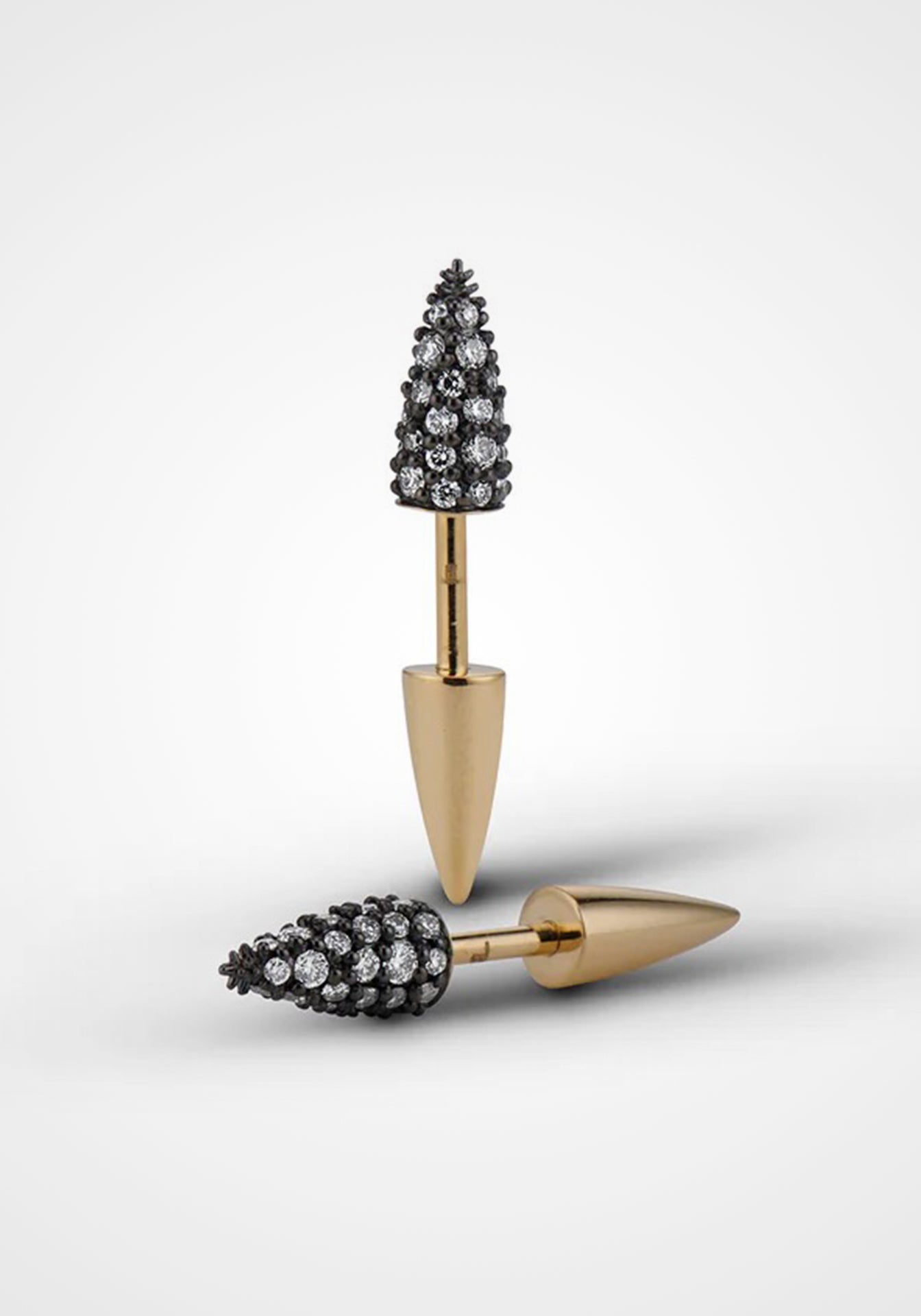 Spike, 18K Yellow Gold + Diamond Earrings