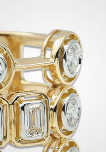 Mingle Stacked, 18K Yellow Gold + Diamond Ring