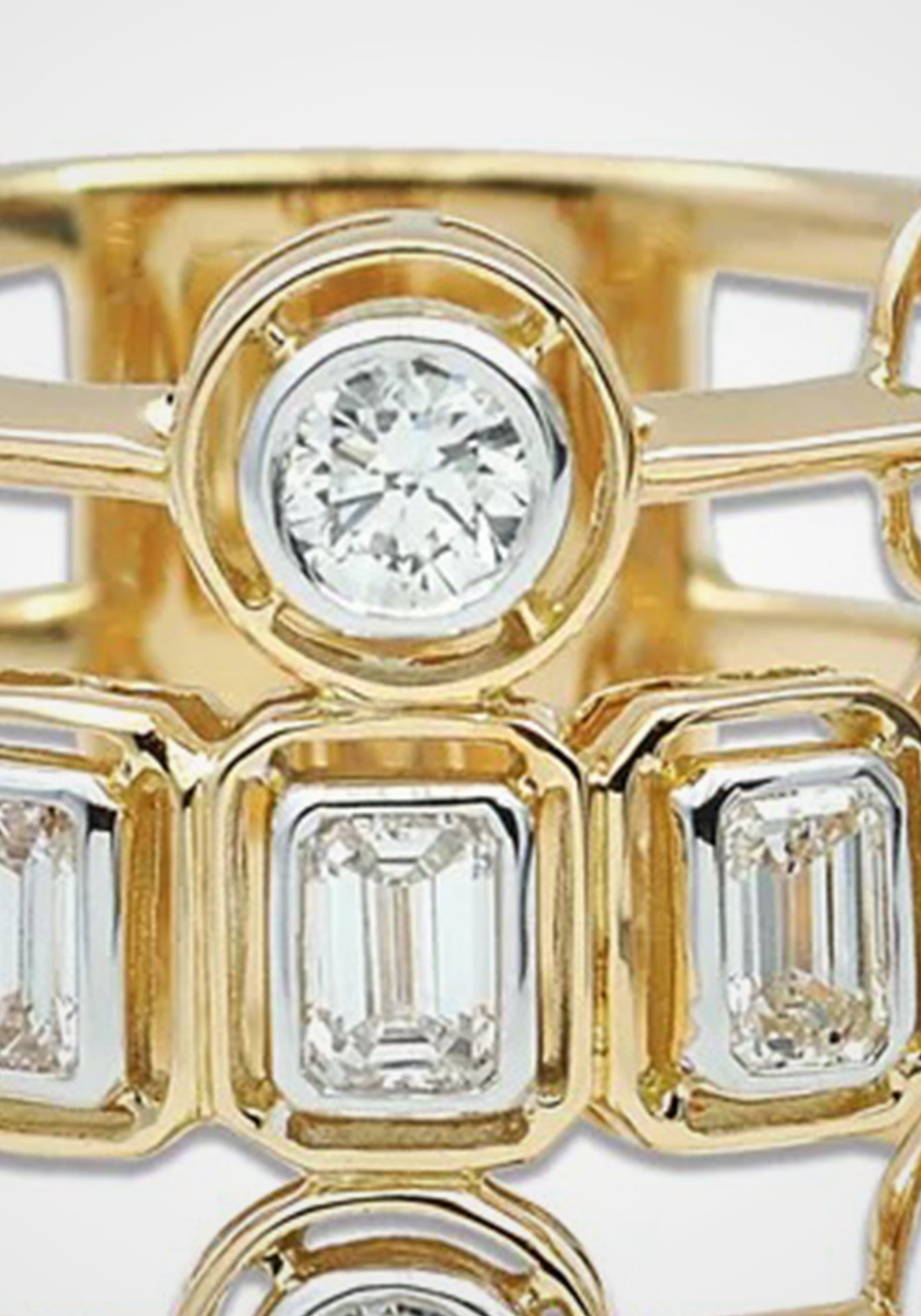 Mingle Stacked, 18K Yellow Gold + Diamond Ring
