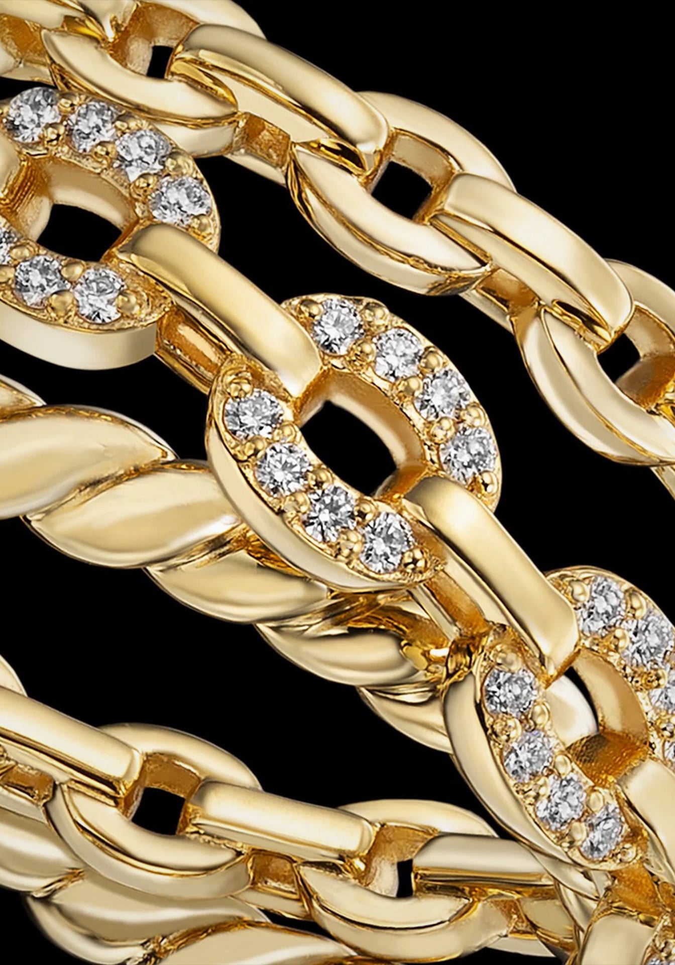 Harmony Double Crossover, 18K Yellow Gold + Diamond Ring