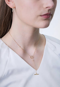 Harmony T-Bar, 18K Yellow Gold + Diamond Necklace