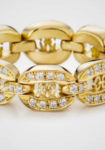 Links Chain, 18K Yellow Gold + Diamond Ring