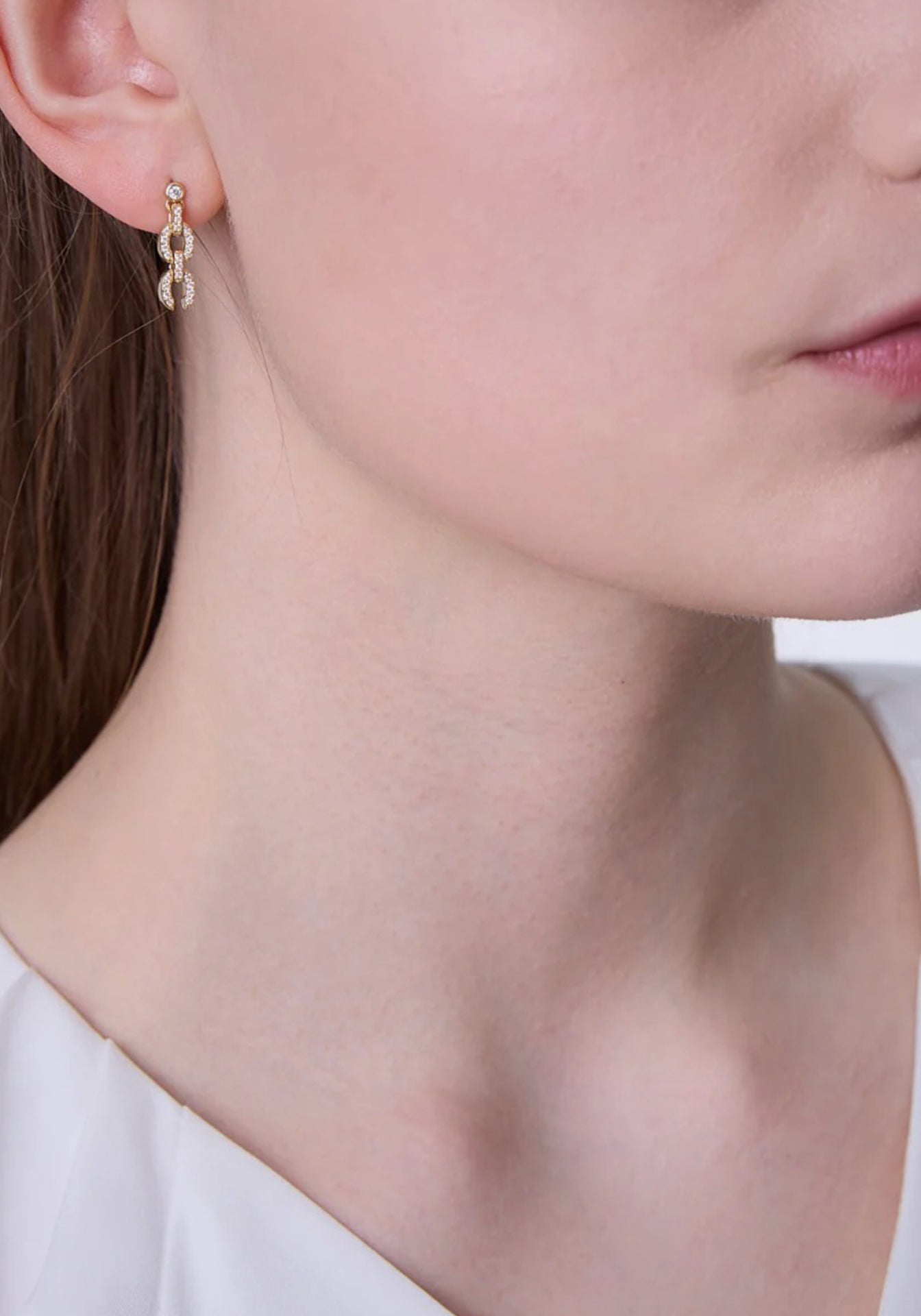 Links Small HC Logo, 18K Yellow gold + Diamond Earring