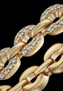 Links Tiny Chain, 18K Yellow Gold + Diamond Ring
