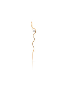 Splash Wave Needle, 14K Yellow Gold + Diamond Earring
