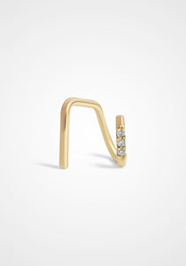 Mini Double Threader, 14K Yellow Gold + Diamond Hoop