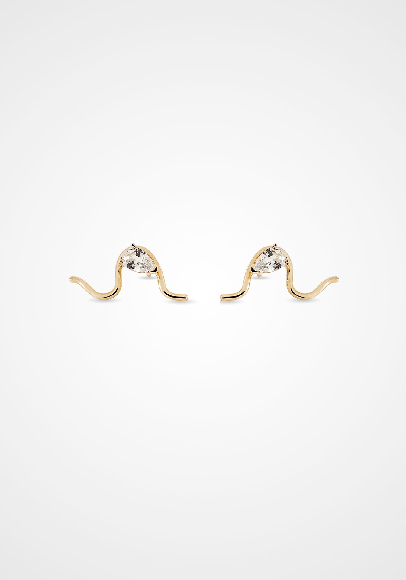 Mumu Wave, 14K Yellow Gold + Diamond Earring