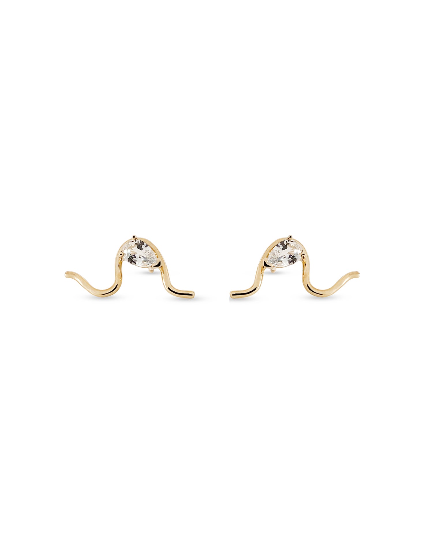 Mumu Wave, 14K Yellow Gold + Diamond Earring