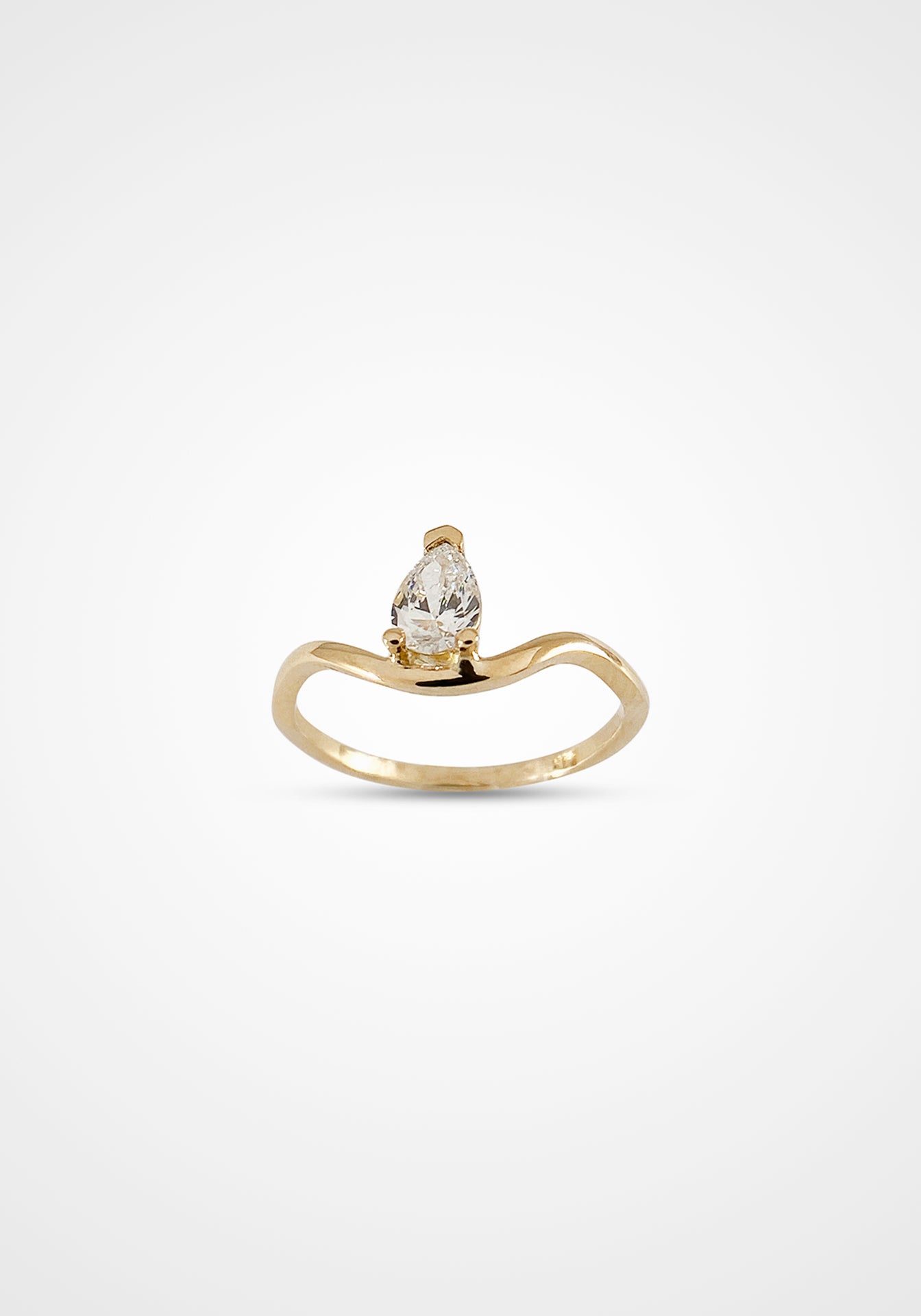 Solitaire Drop Nalu, 14K Yellow Gold + Diamond Ring