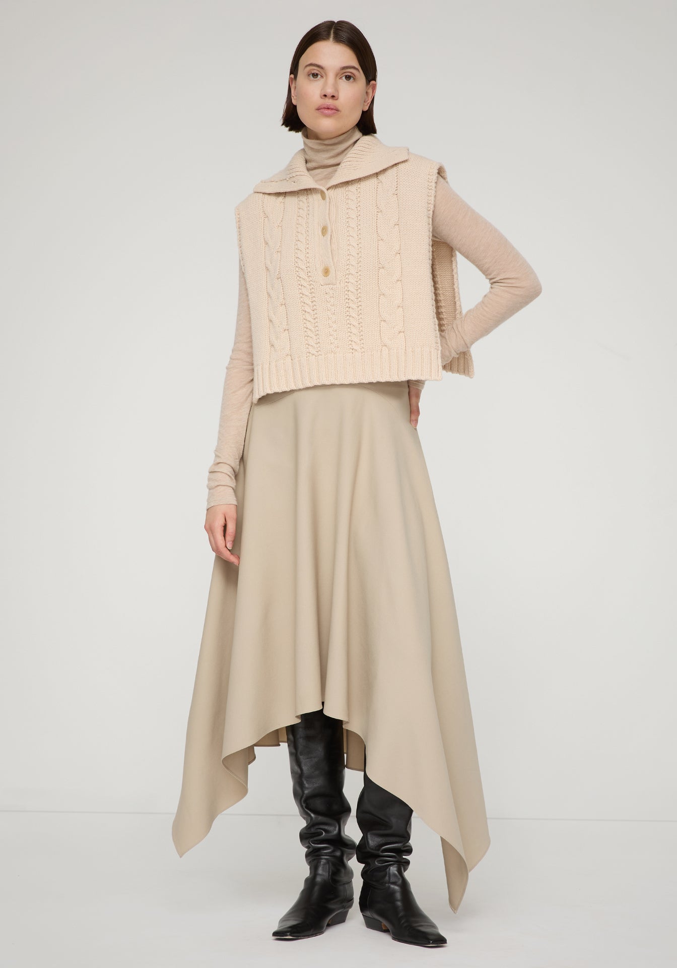 Cable Knit Button Dickey
