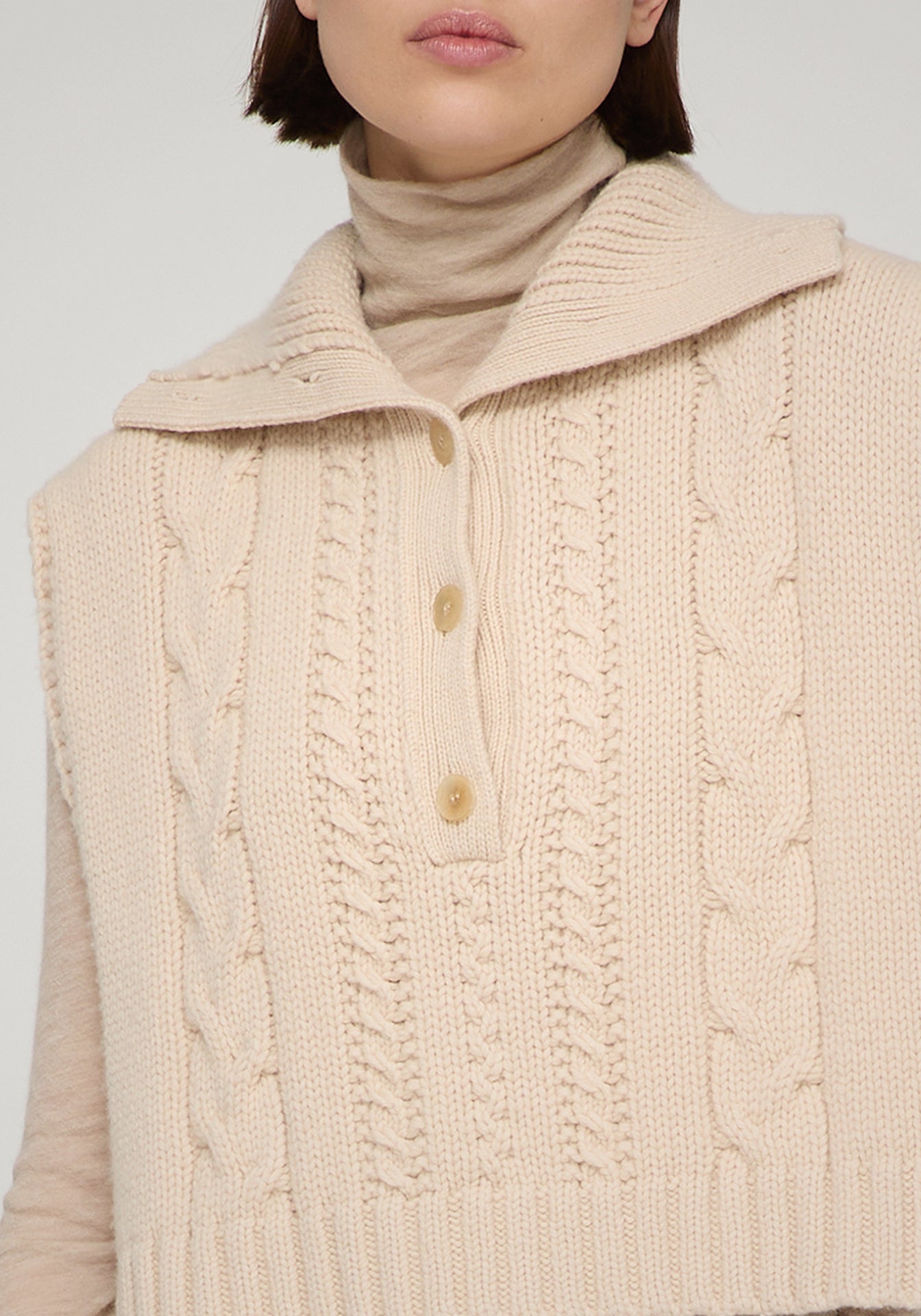 Cable Knit Button Dickey