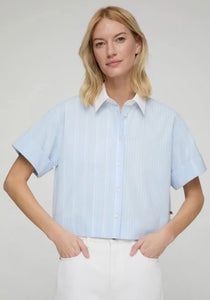 Striped Cotton Montauk Cropped Shirt