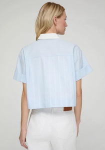 Striped Cotton Montauk Cropped Shirt