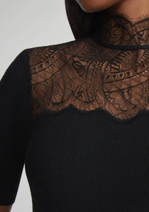 Lace Trim Rib Sweater