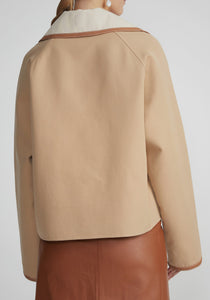 Two-Tone Wool-Silk Reversible Notch Lapel Jacket