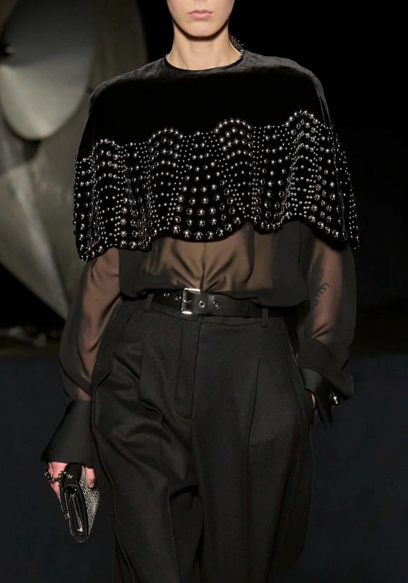 Embroidered Cape Blouse