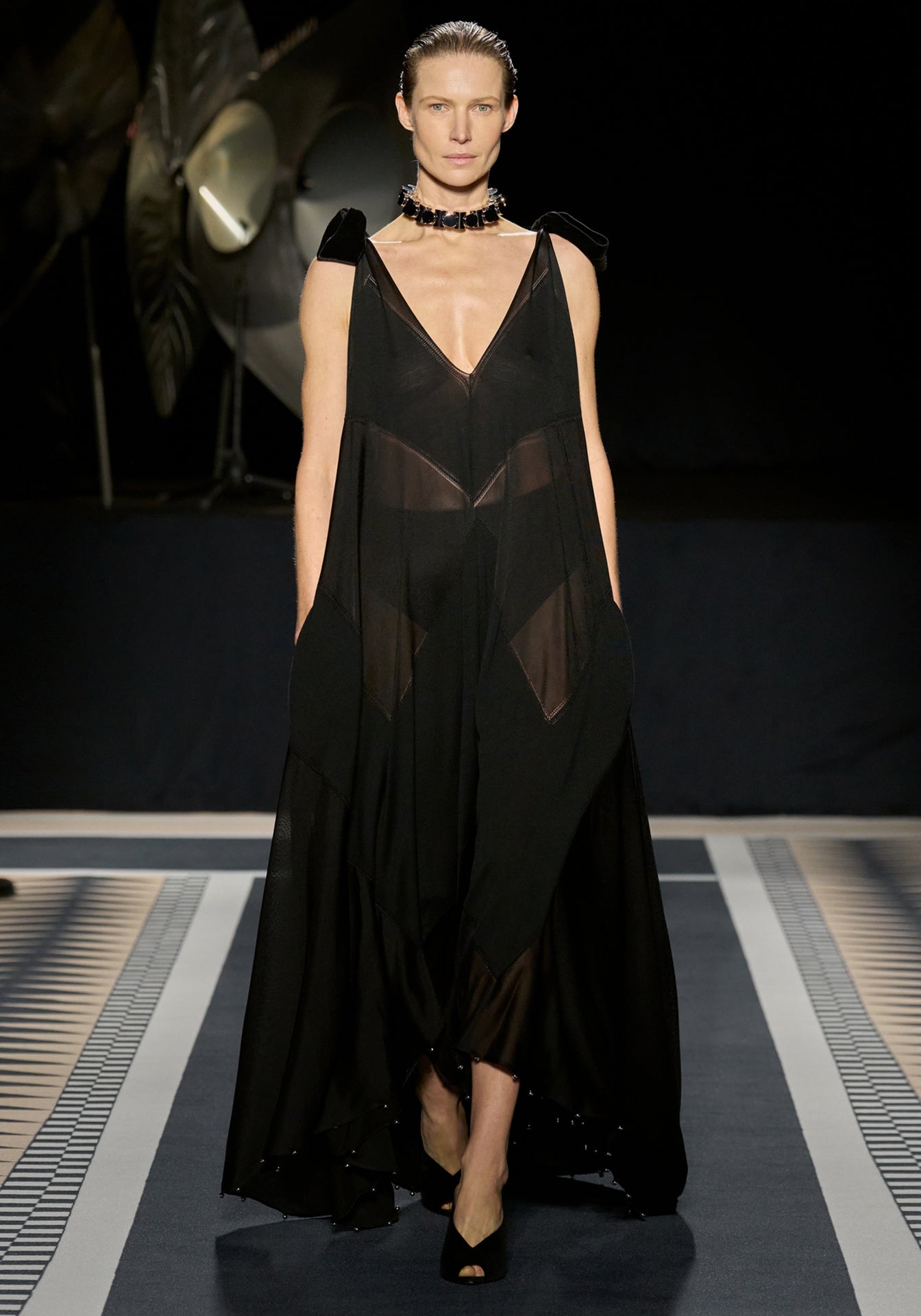 Embroidered Cut Detail Flared Dress