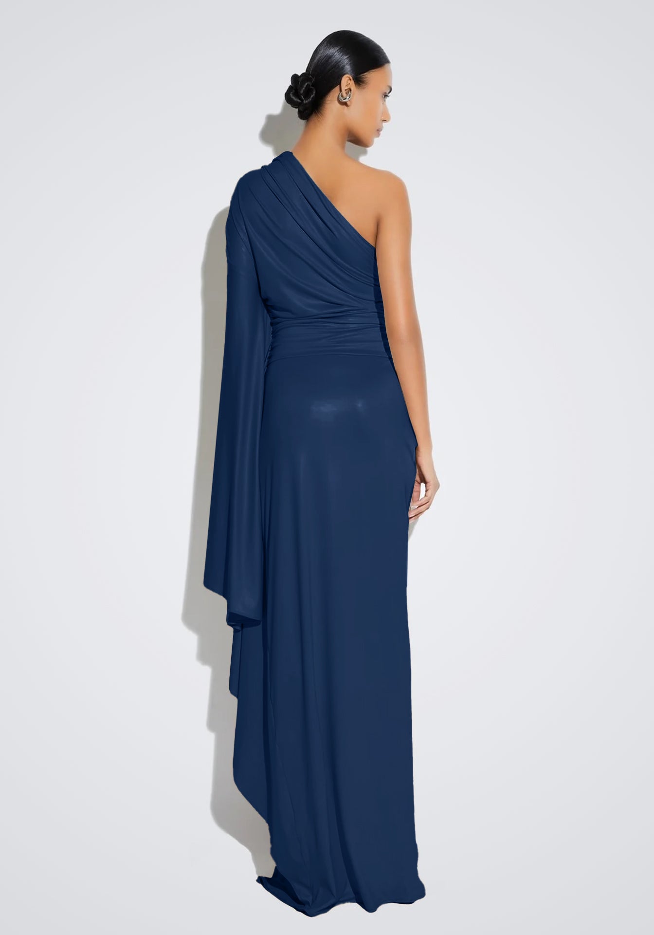 Coated Jersey One Shoulder Gown