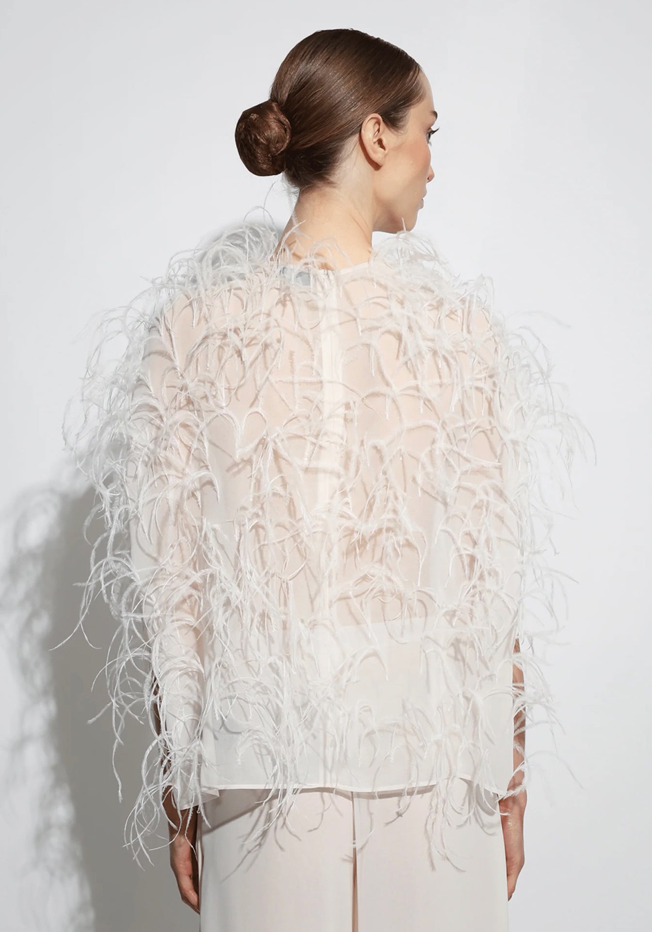 Lightweight Georgette Cape Tee with Feathers