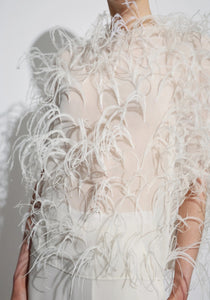 Lightweight Georgette Cape Tee with Feathers