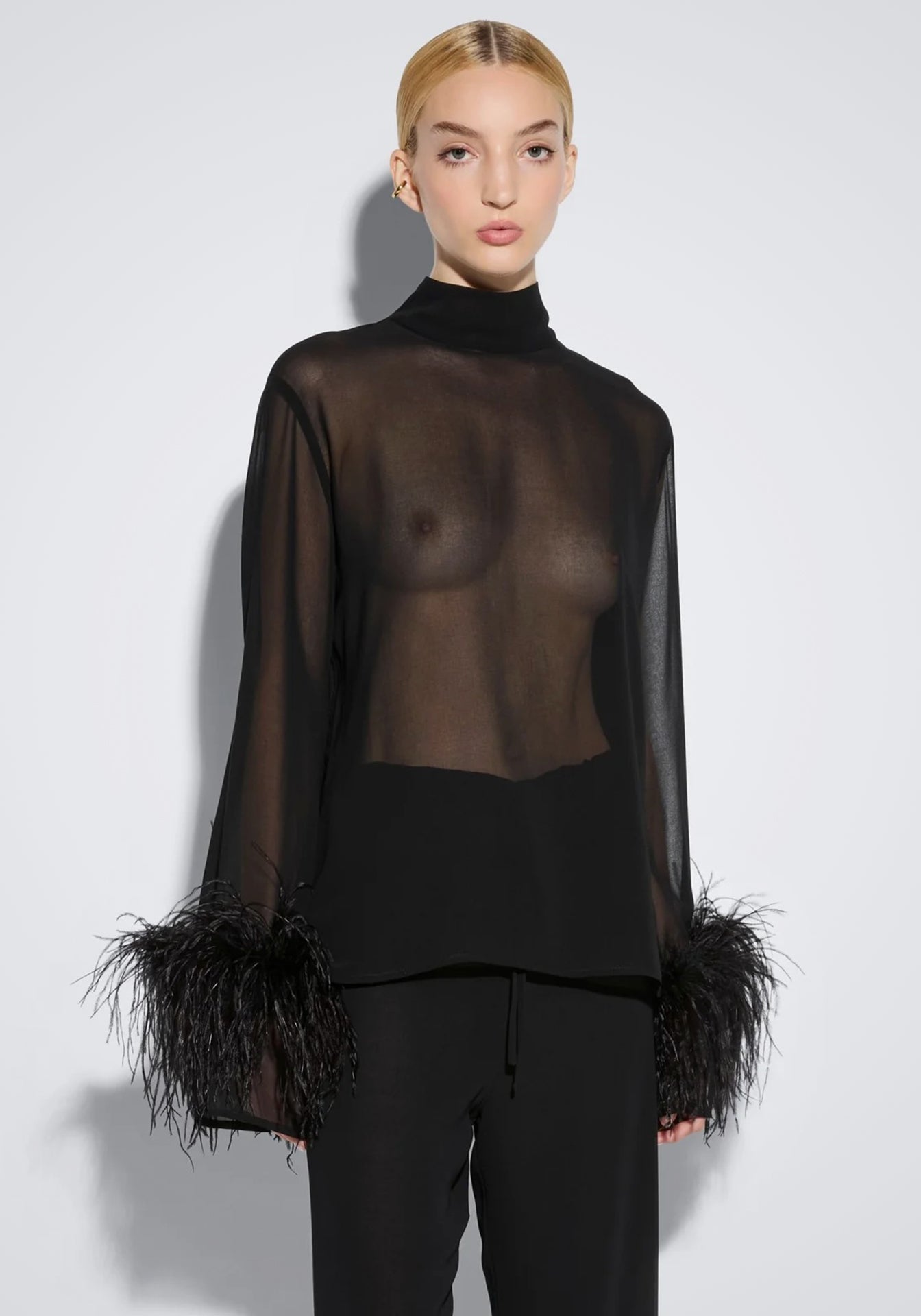 Georgette Top With Feathers