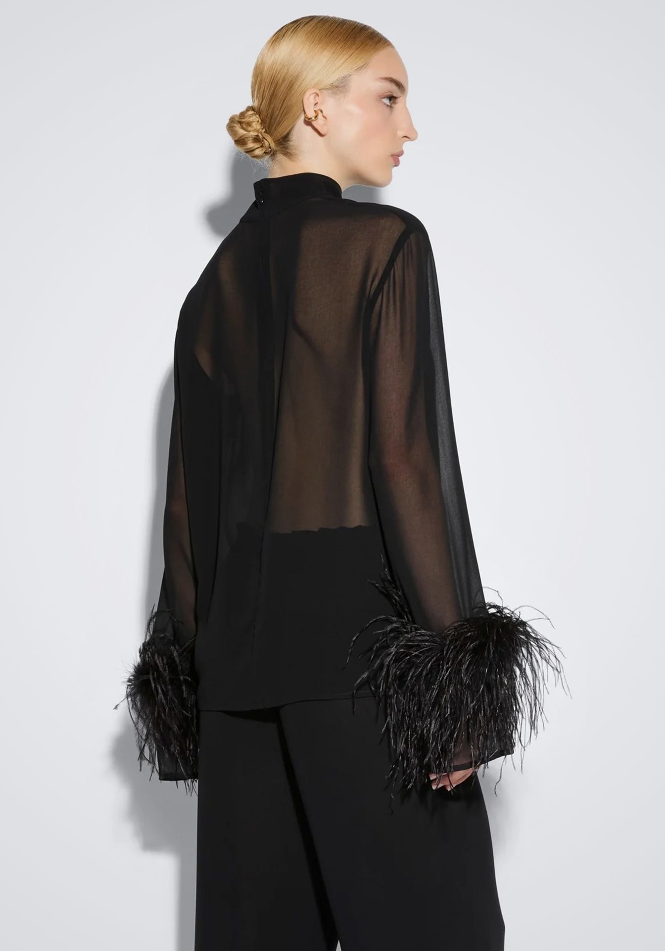 Georgette Top With Feathers