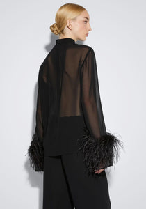 Georgette Top With Feathers