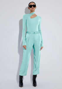 Satin Belted Cropped Pant