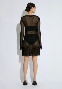Metallic Netting Fringe Mini Dress