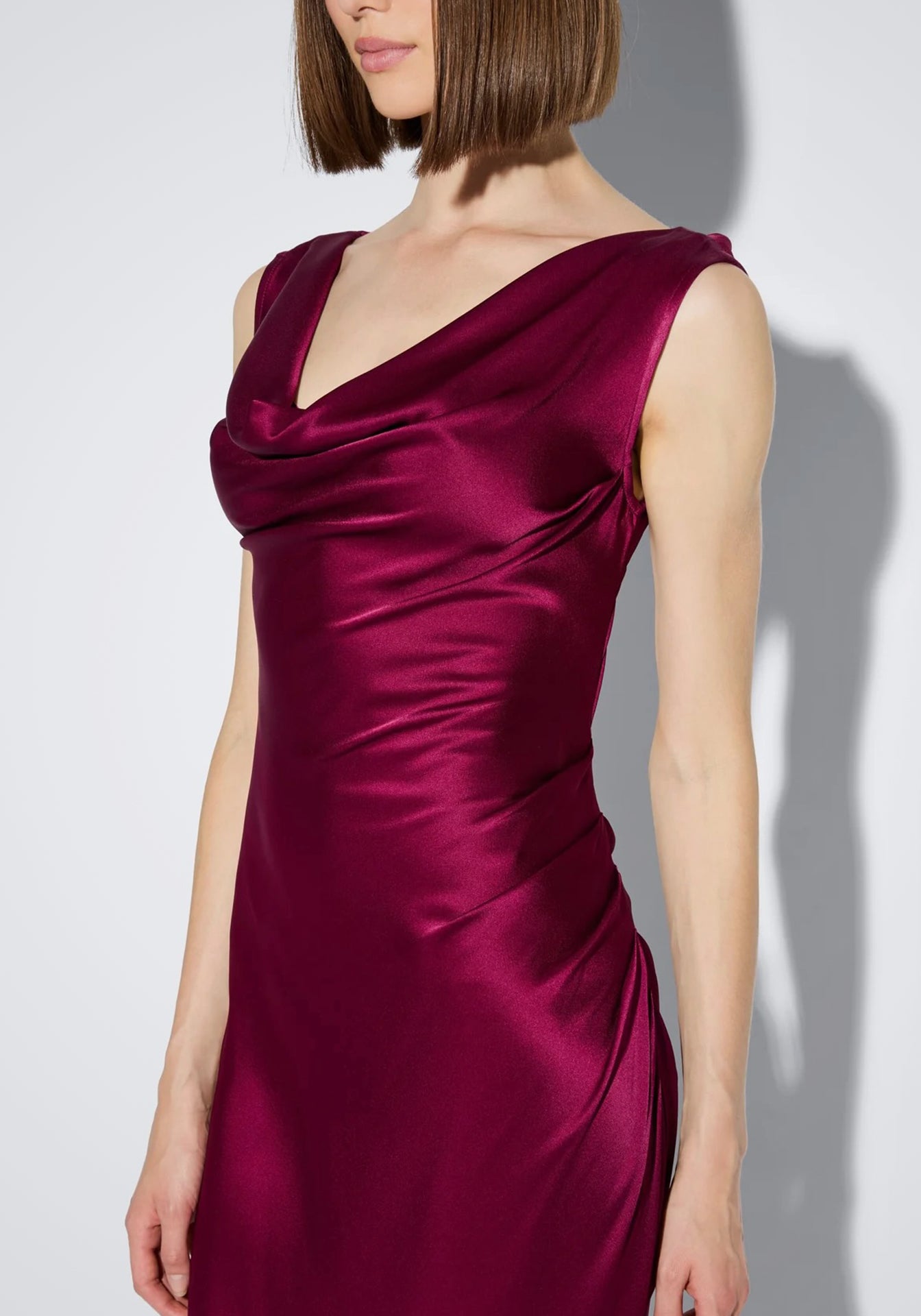 Satin Cowl Neck Gown