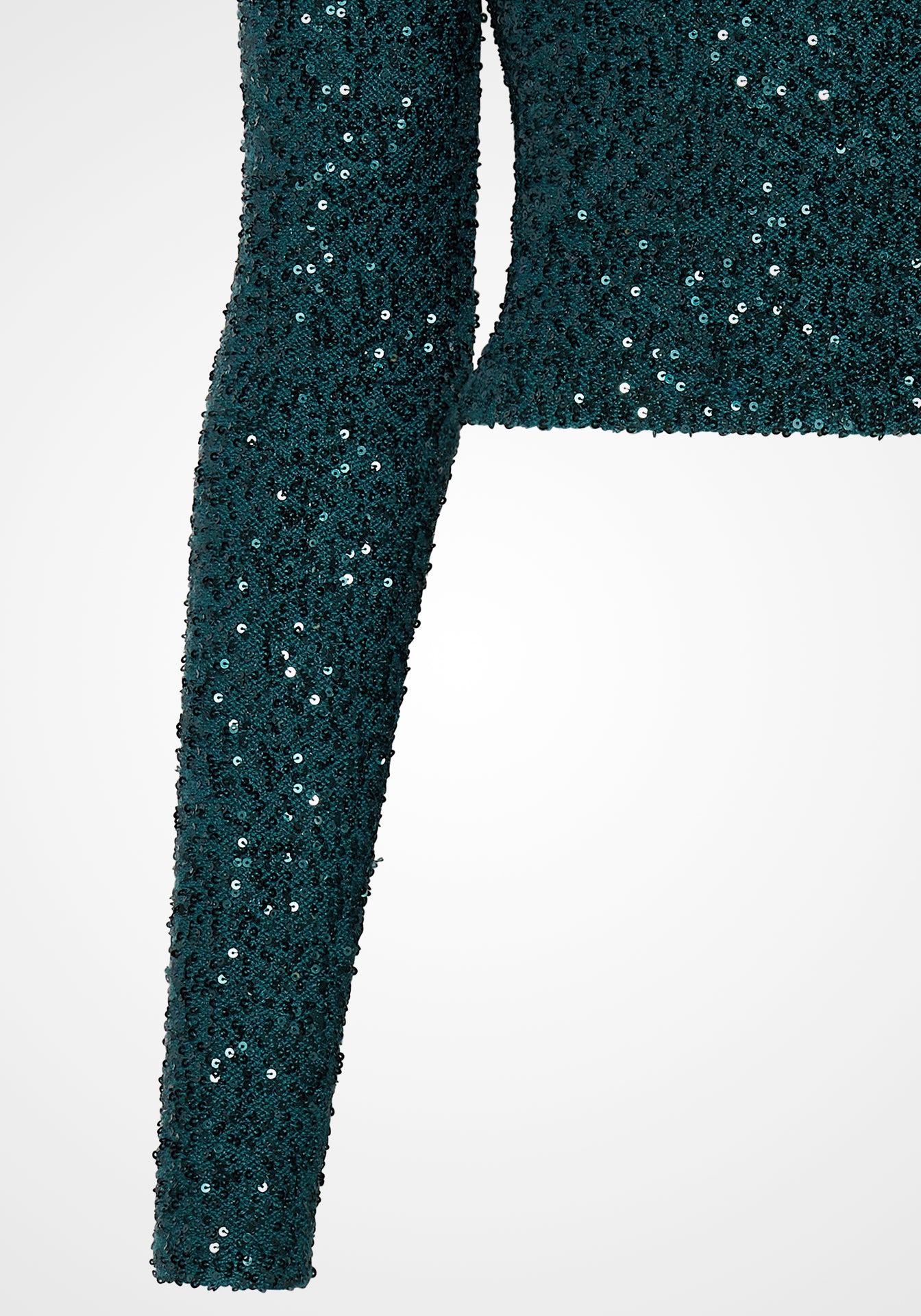 Sequin Cashmere Silk Cropped Mock Neck