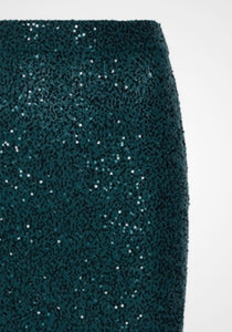 Sequin Cashmere Silk Pull On Midi Skirt