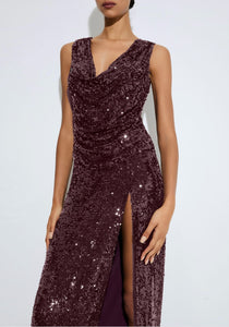 Sequin Cowl Neck Top