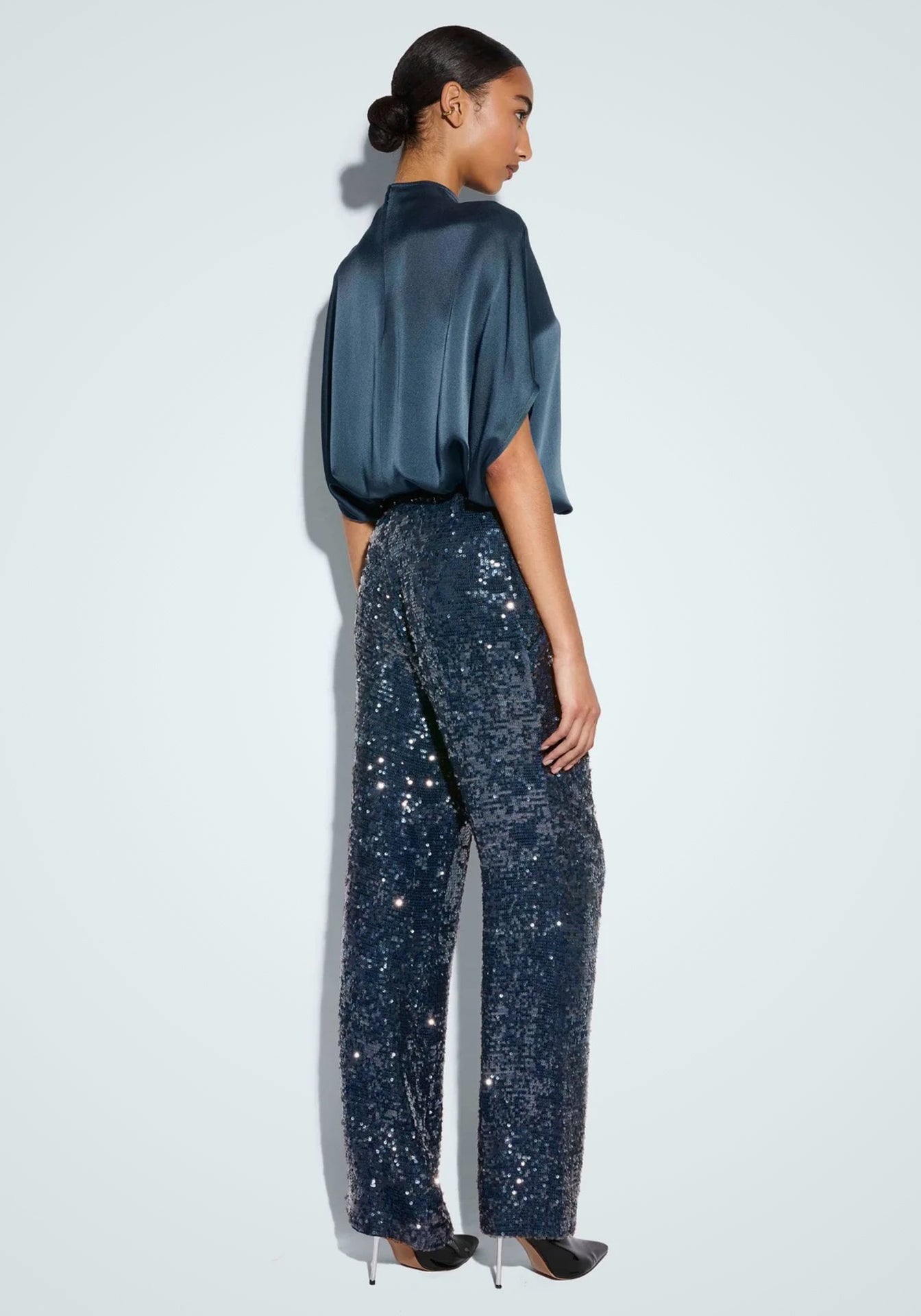 Sequin Tapered Pleated Pant