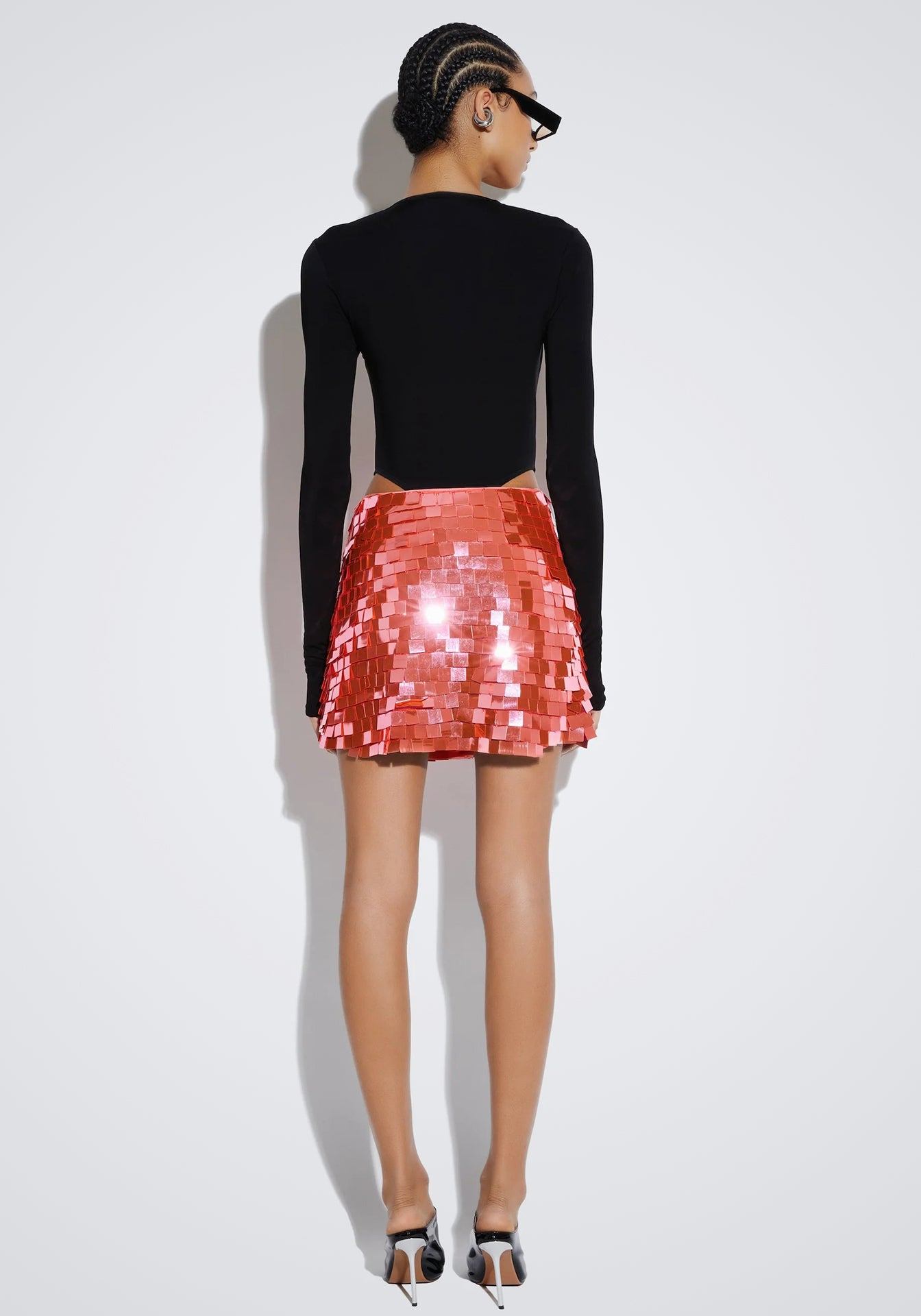 Square Sequin Mini Skirt