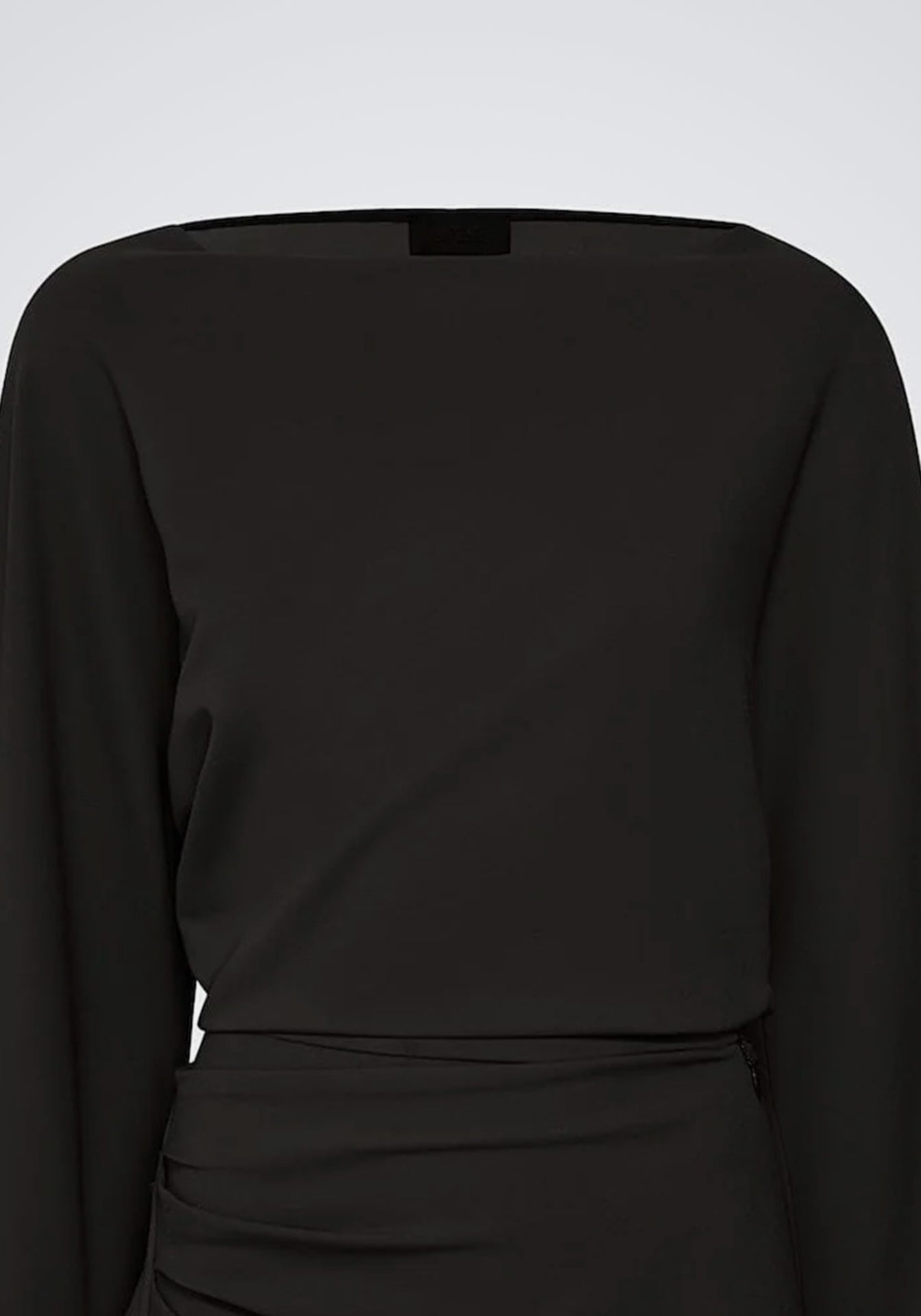 Stretch Drape Crepe Off The Shoulder Dress with Feathers