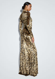 Velvet Leopard Ruched Maxi Skirt