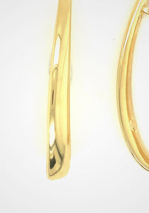 Elongated Curved, 18K Yellow Gold Hoops