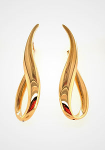 Elongated, 18K Yellow Gold Earrings