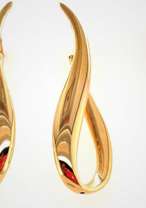 Elongated, 18K Yellow Gold Earrings