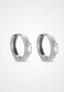 The Fana, 14K White Gold + Diamond Hoop, Single