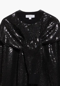 Embellished Scarf Tie Crewneck