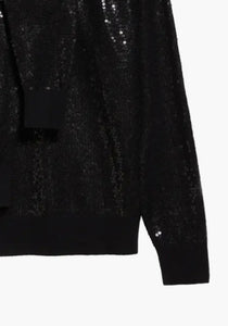 Embellished Scarf Tie Crewneck